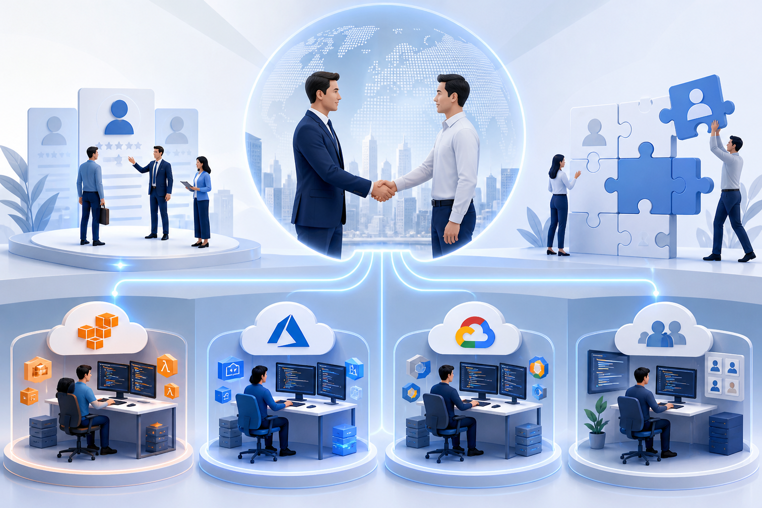 Dịch vụ ph&aacute;i cử lập tr&igrave;nh vi&ecirc;n c&oacute; kinh nghiệm AWS, Azure v&agrave; Google Cloud